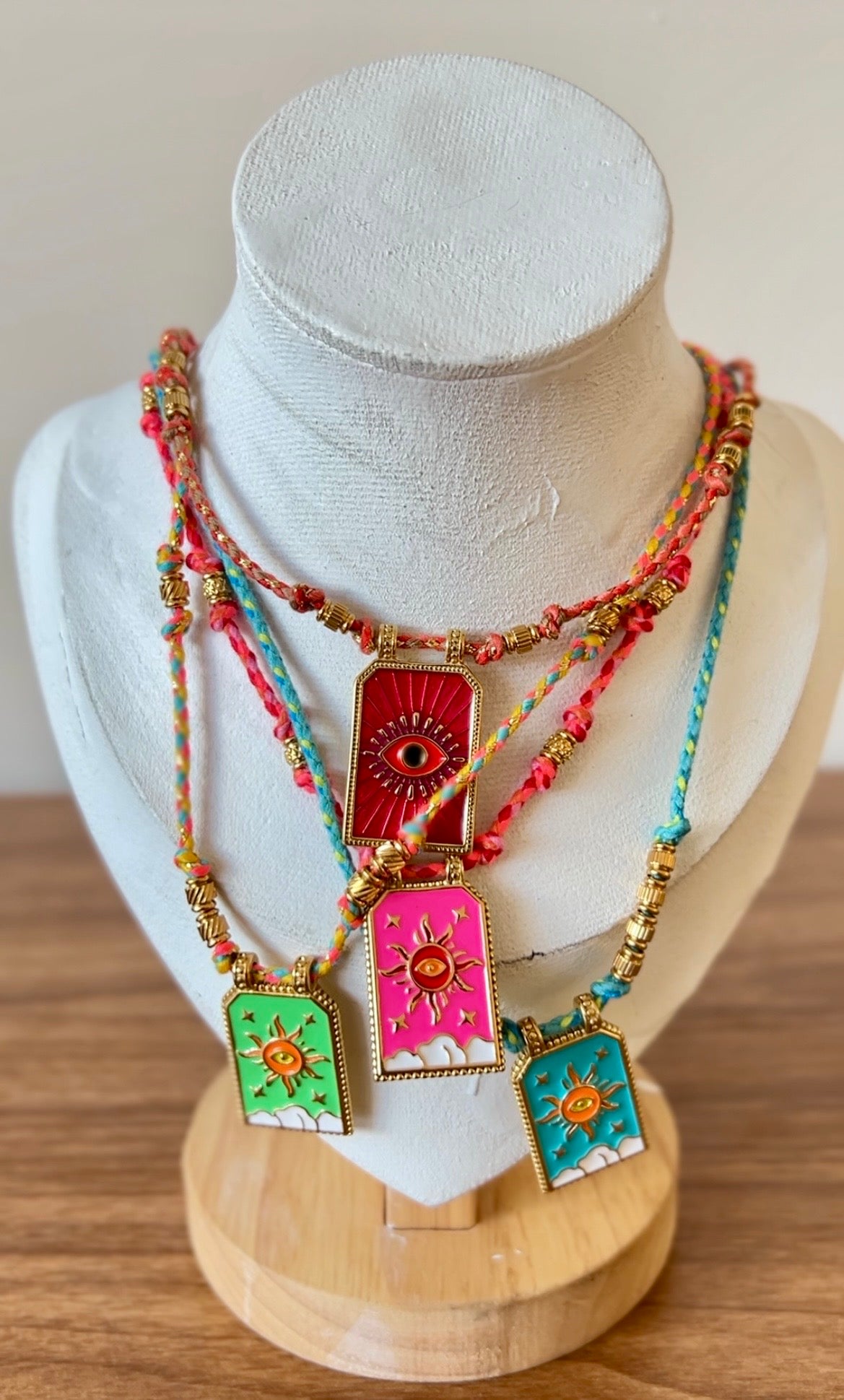 Celestial Sun Eye Cotton Rope Necklace