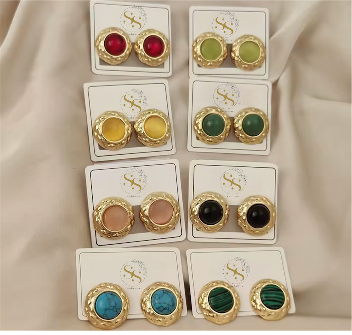 Vintage Gemstone Stud Earrings