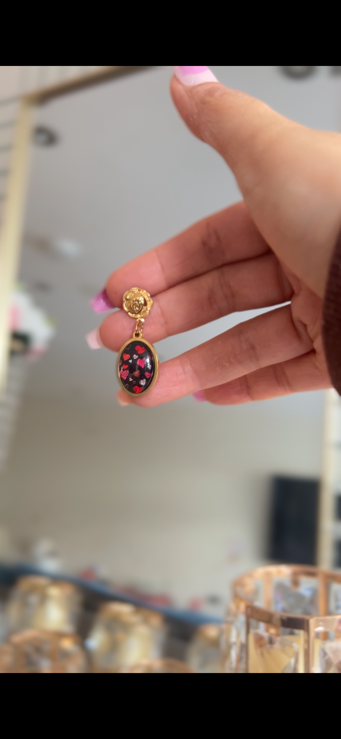 Vintage Heart Cameo Drop Earrings