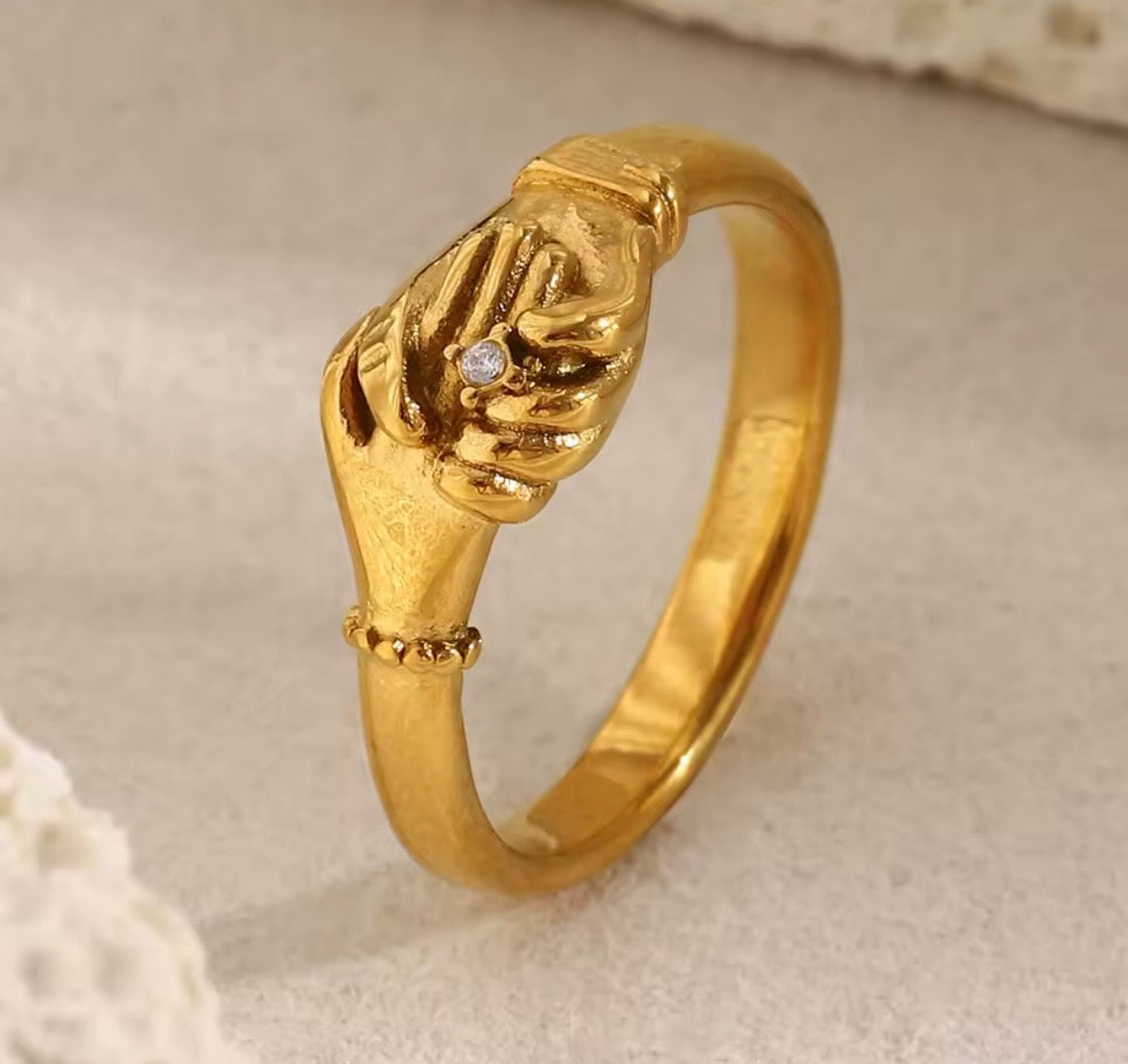 Promise Hand Ring – Gold Stainless Steel