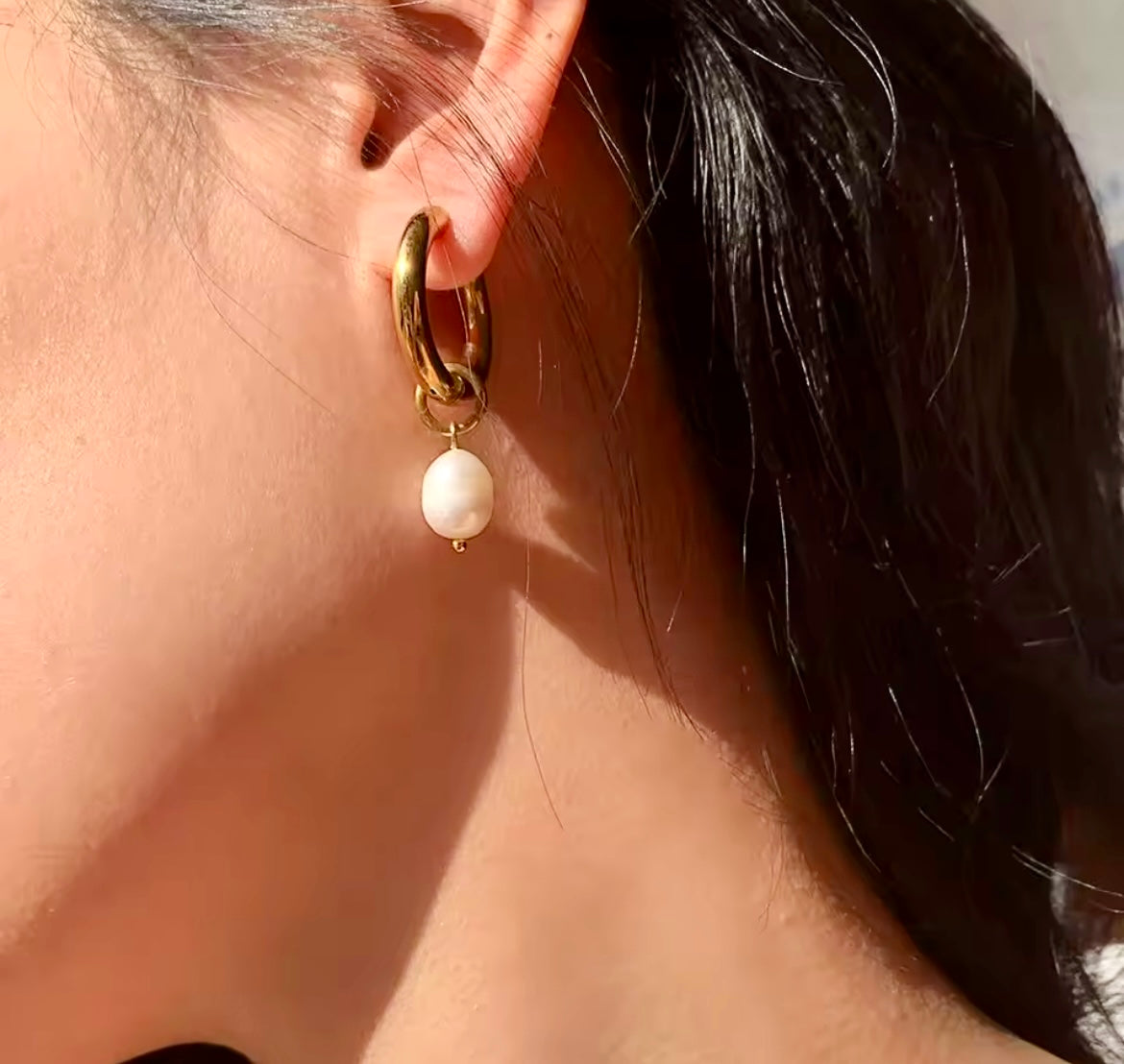 Golden Waterfall Pearl Hoops – Two Elegant Designs