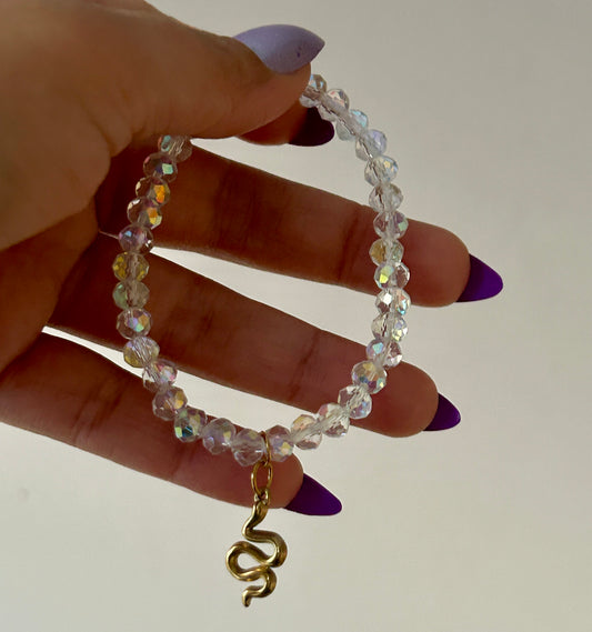 AB Glass Charm Bead Bracelet
