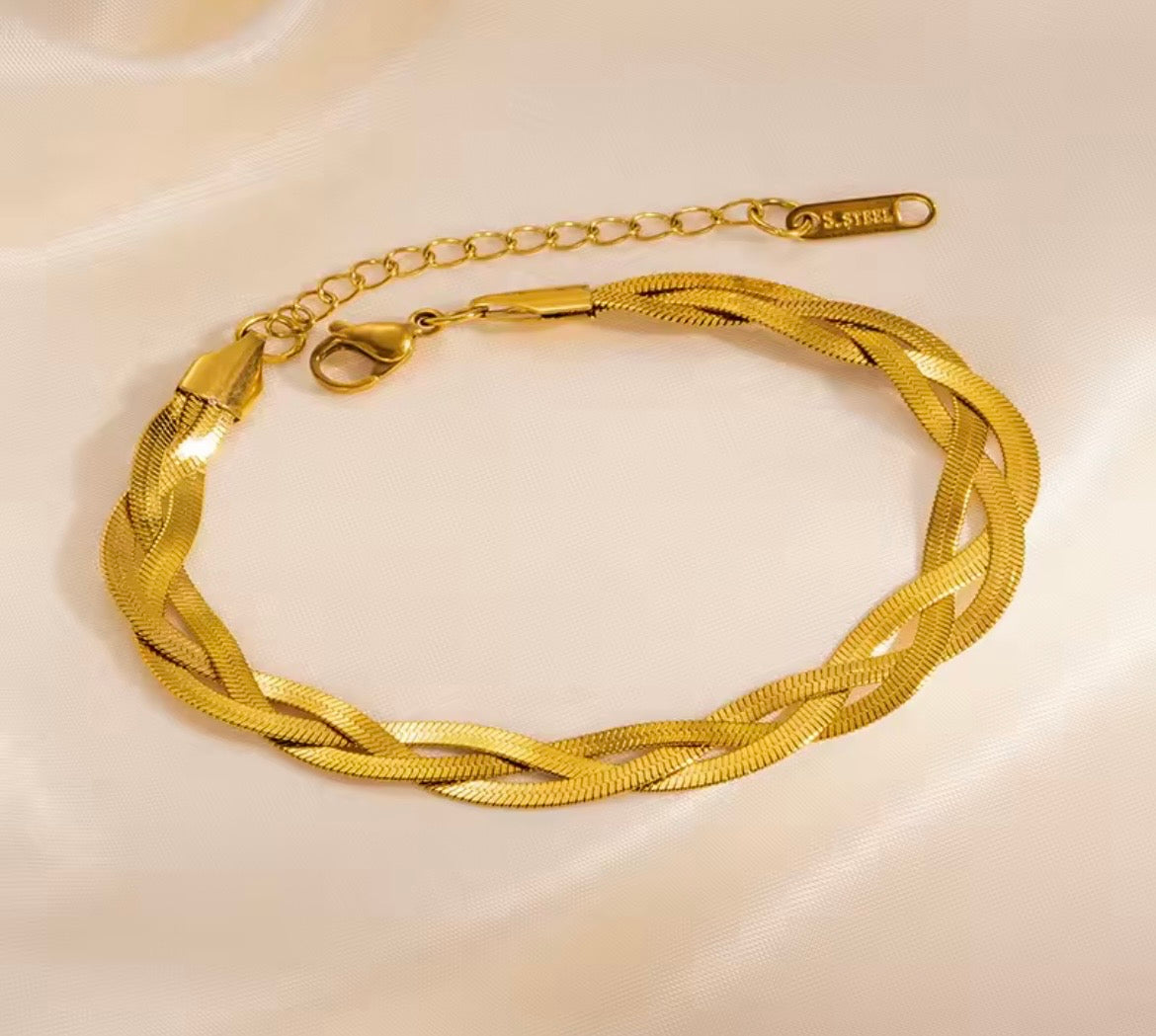 Triple Layer Snake Wave Necklace & Bracelet