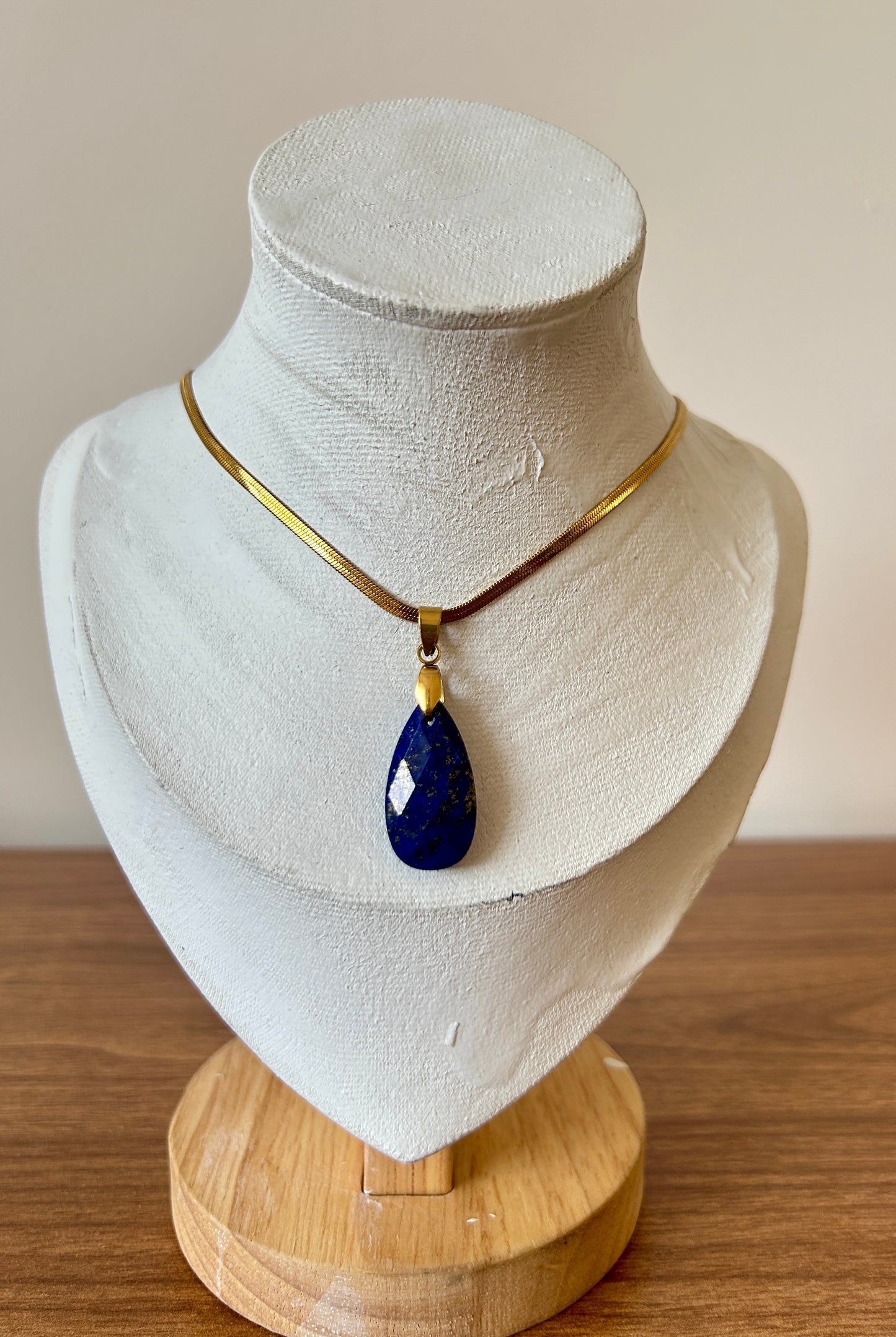 Natural Gemstone Teardrop Pendant Necklace