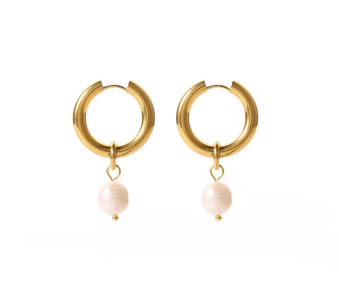Golden Waterfall Pearl Hoops – Two Elegant Designs