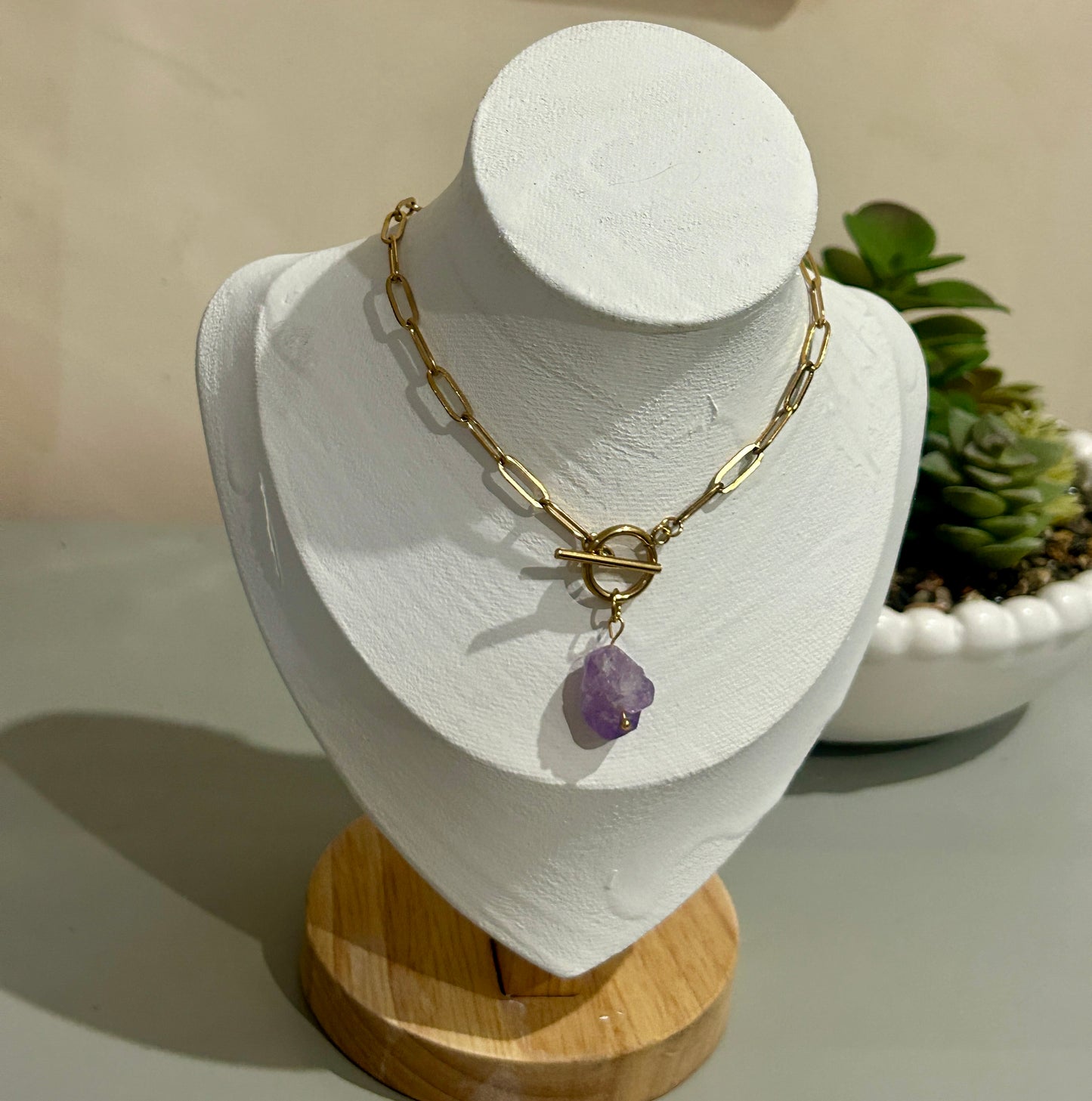 Raw Amethyst Toggle Chain Necklace