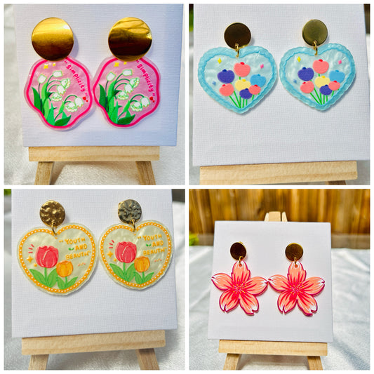 🌼 Garden Whimsy Earrings – Stainless Steel & Acrylic