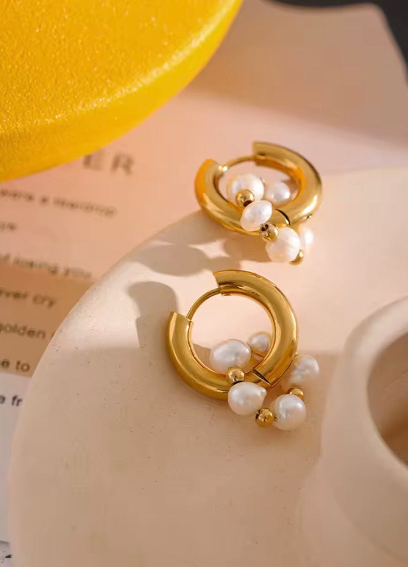 Pearl Blossom Convertible Hoops