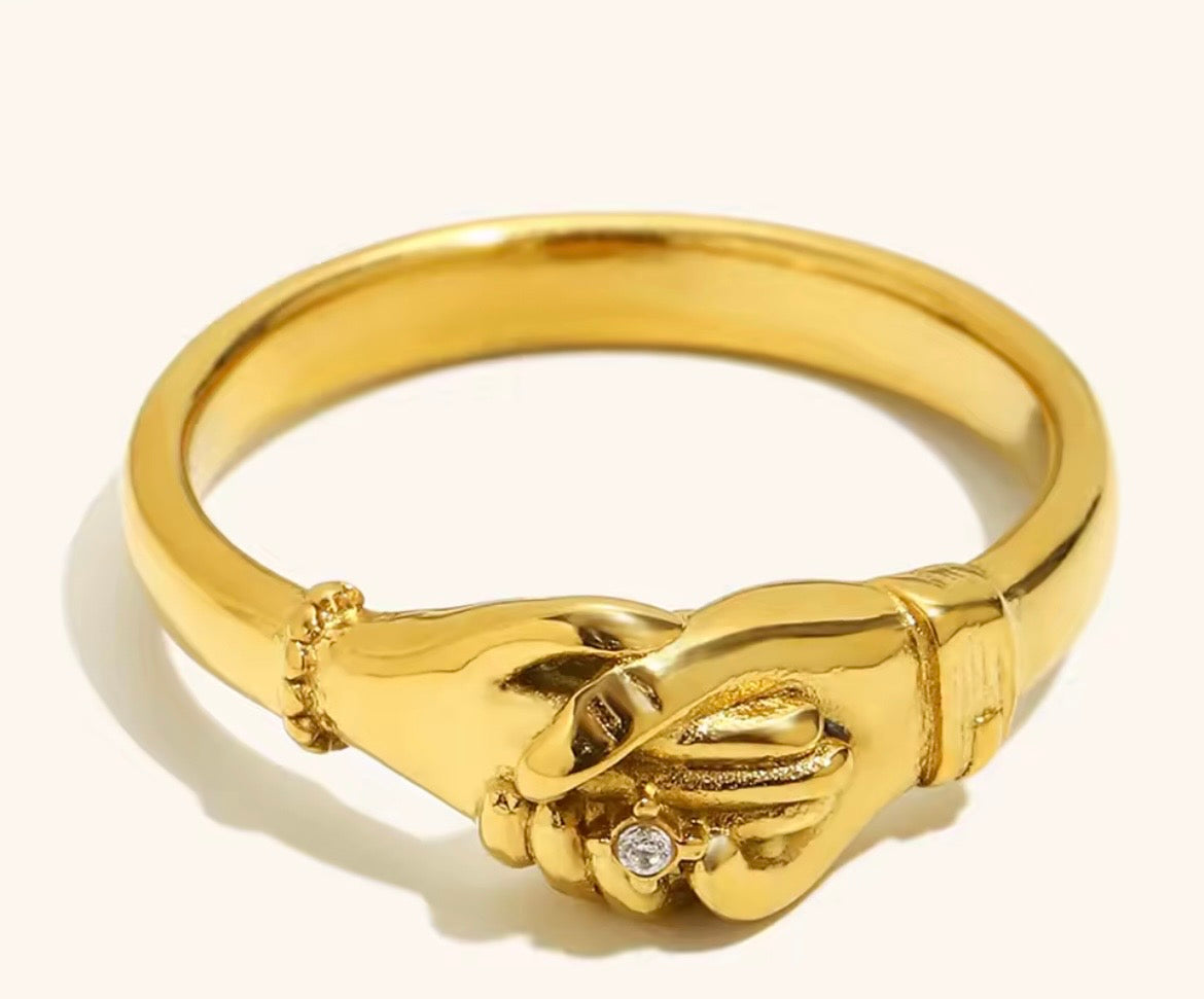 Promise Hand Ring – Gold Stainless Steel