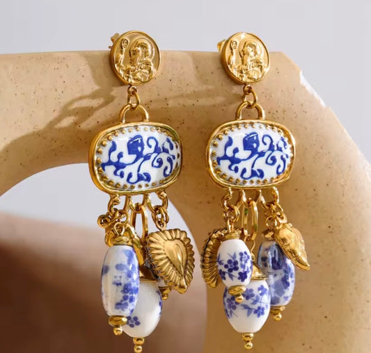 Royal  Ceramic Earrings – 18K PVD Gold Plated Stainless Steel