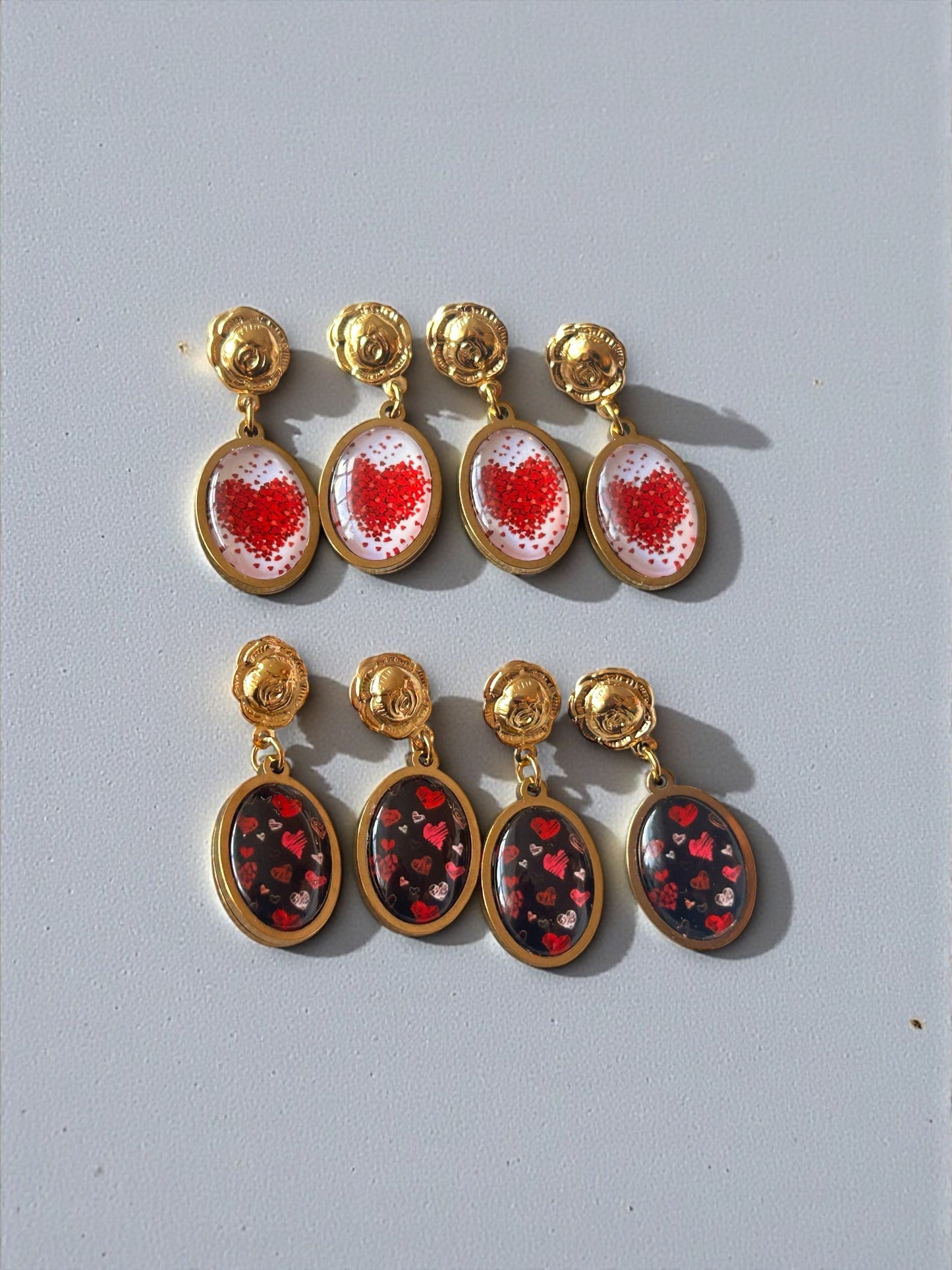 Vintage Heart Cameo Drop Earrings