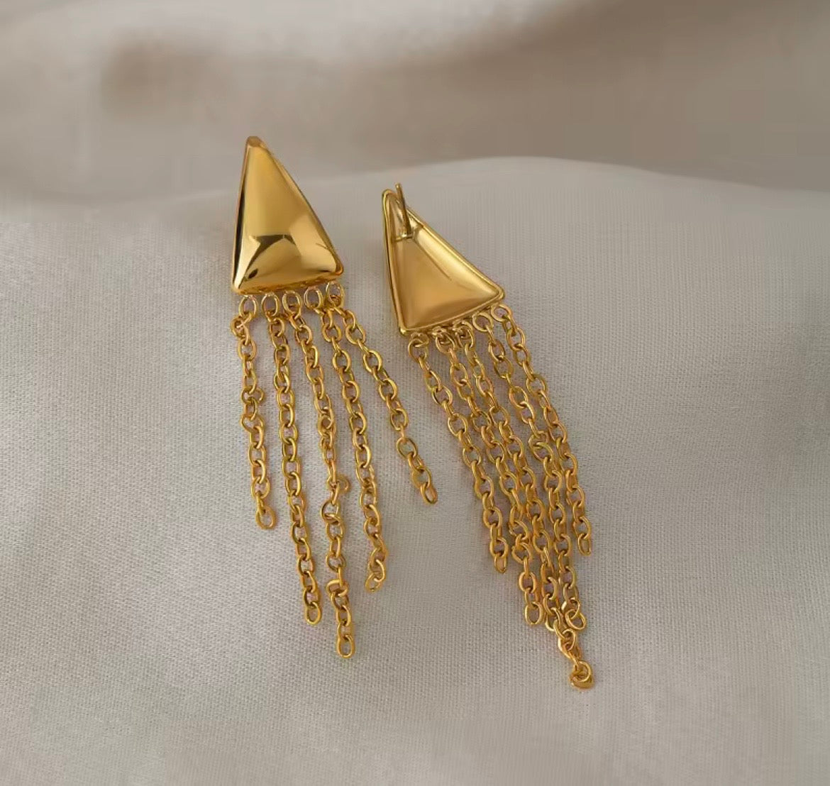 Golden Cascade Tassel Earrings – Stainless Steel