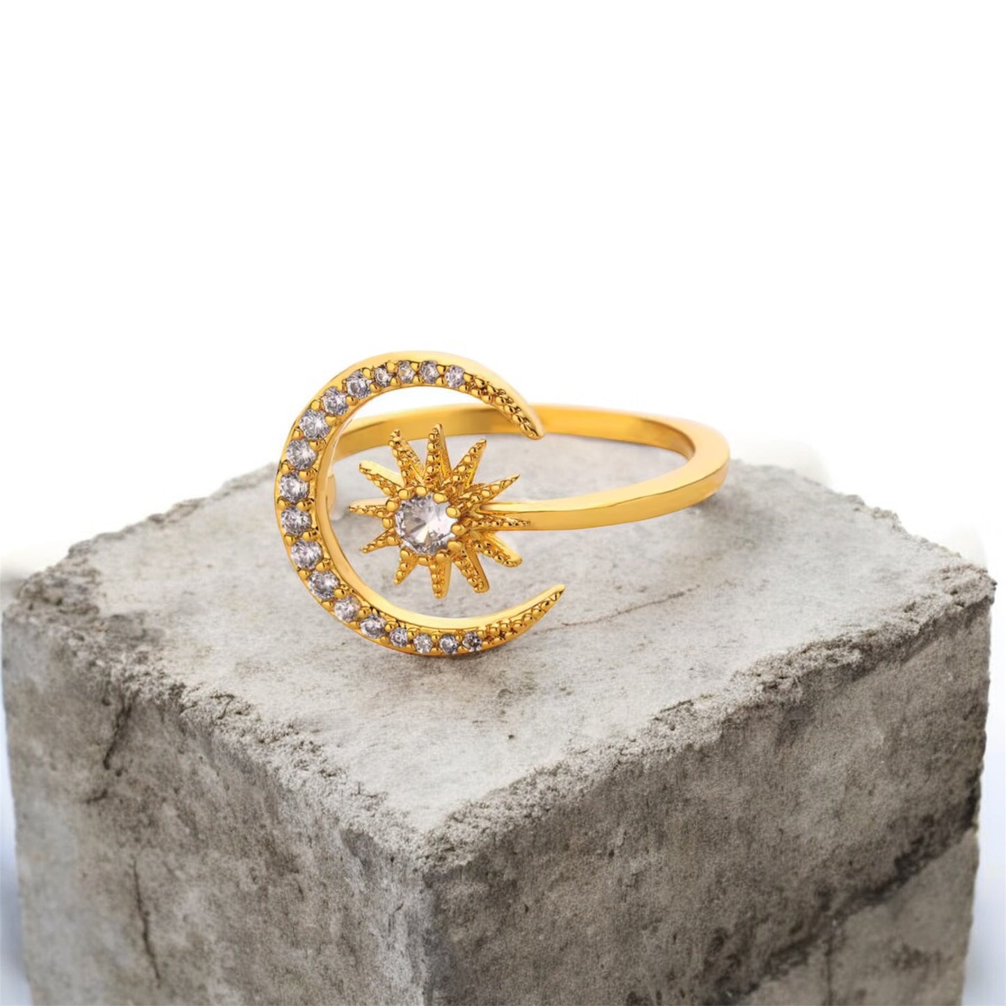 🌙 Celestial Moon & Star Adjustable Ring