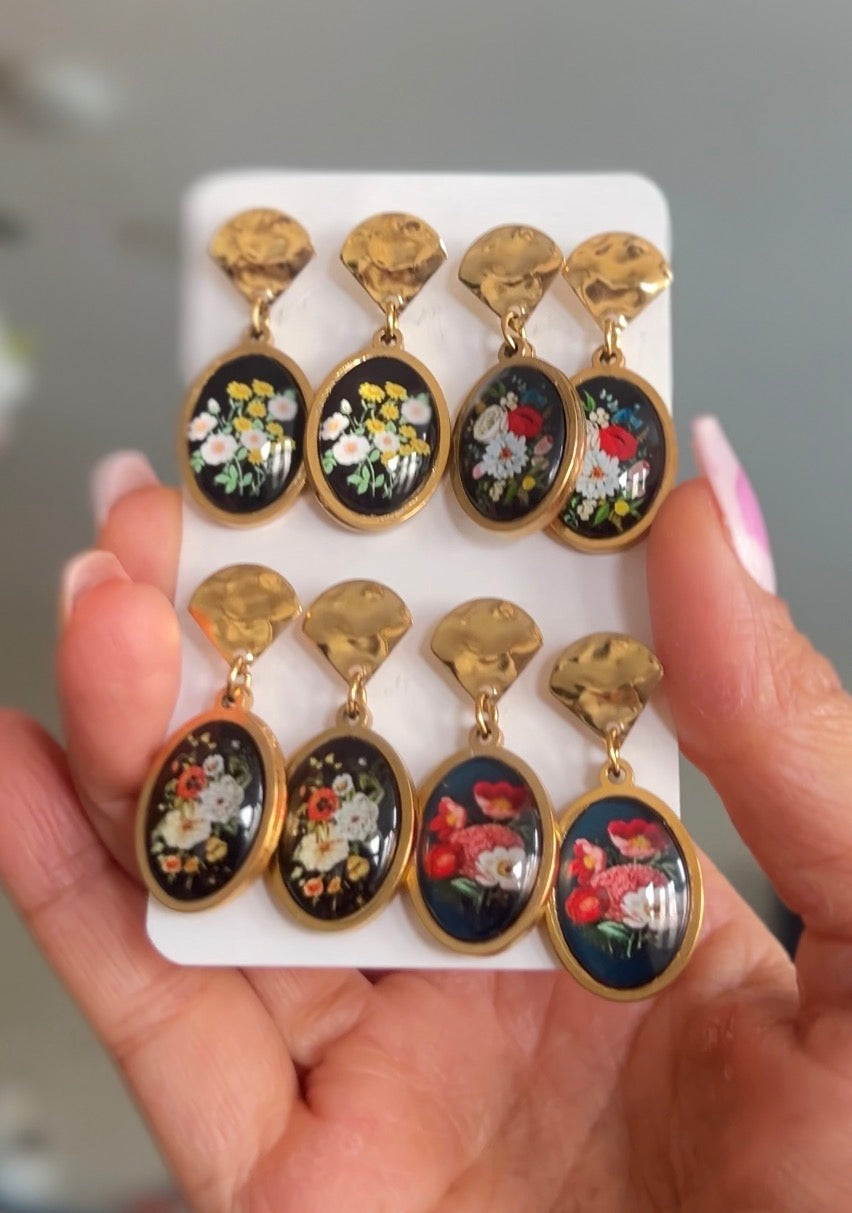 Vintage Floral Drop Earrings