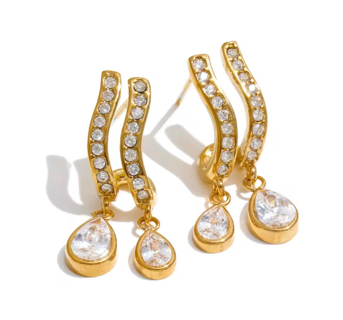 Teardrop Cubic Zirconia Drop Earrings