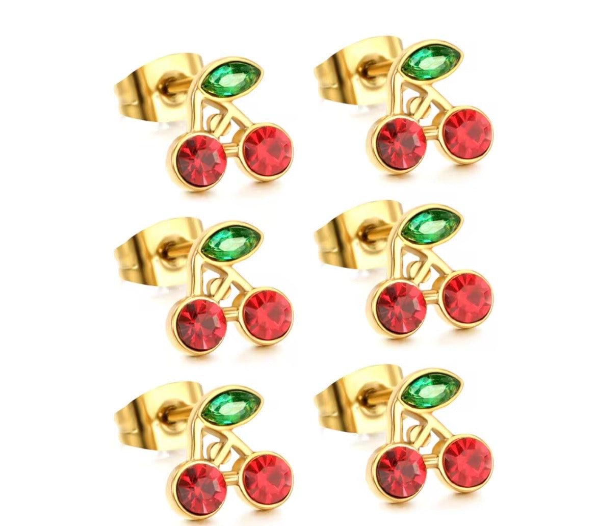 Cherry Spark Stud Earrings