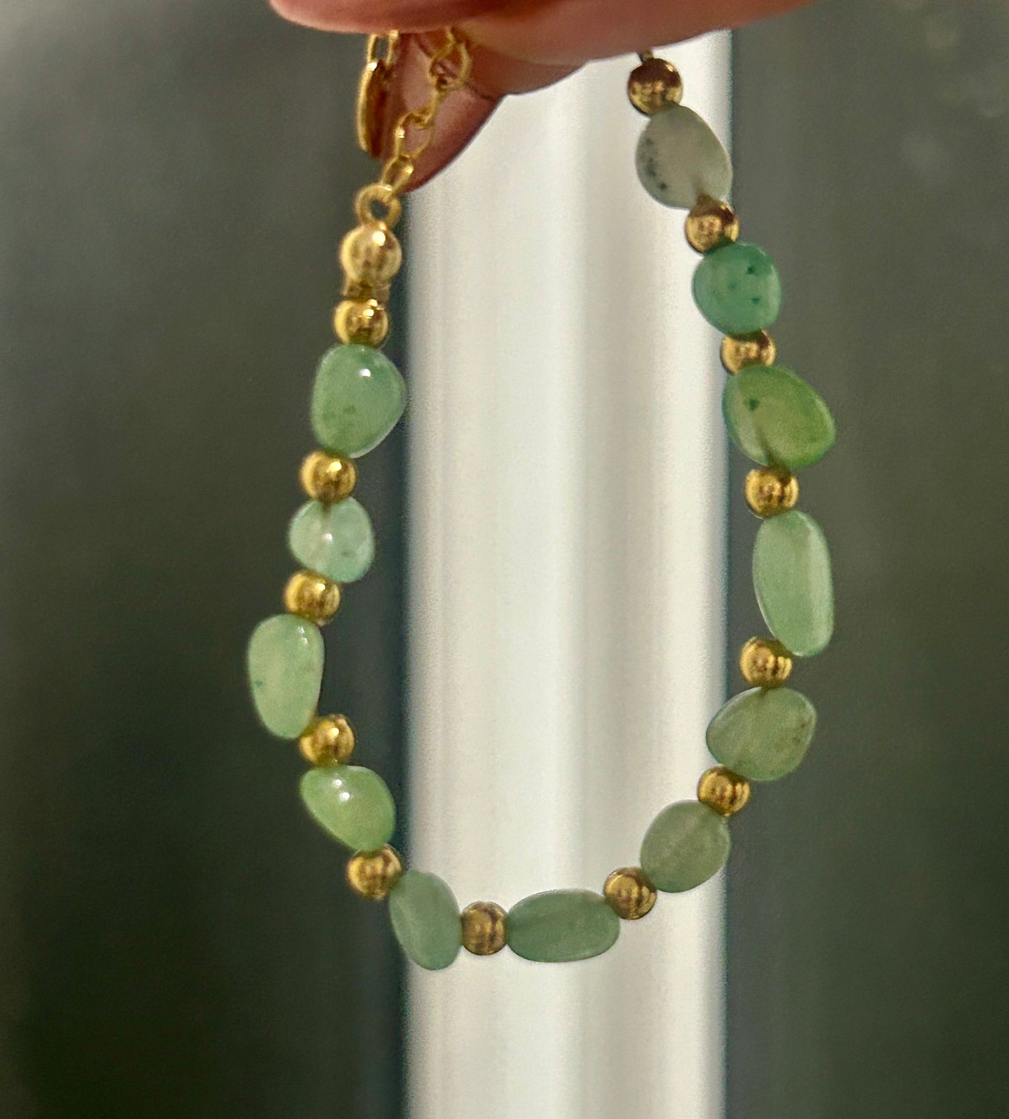 Natural Stone Nugget Bracelet – Handmade Stainless Steel Adjustable Bracelet