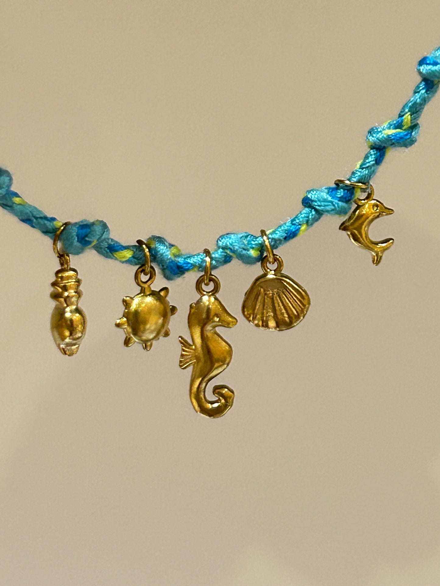 Ocean Breeze Charm Cotton Anklet – Stainless Steel