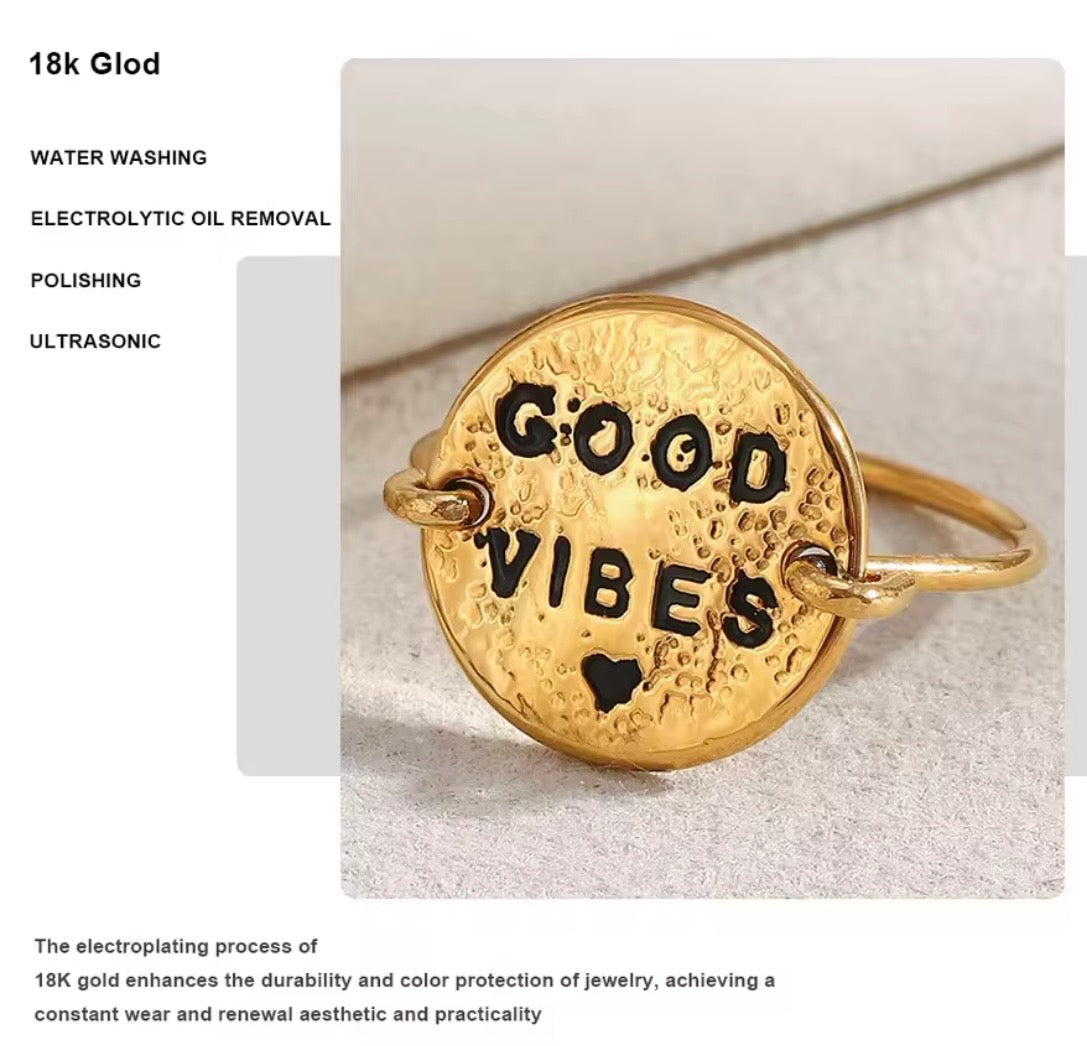 Good Vibes Statement Ring