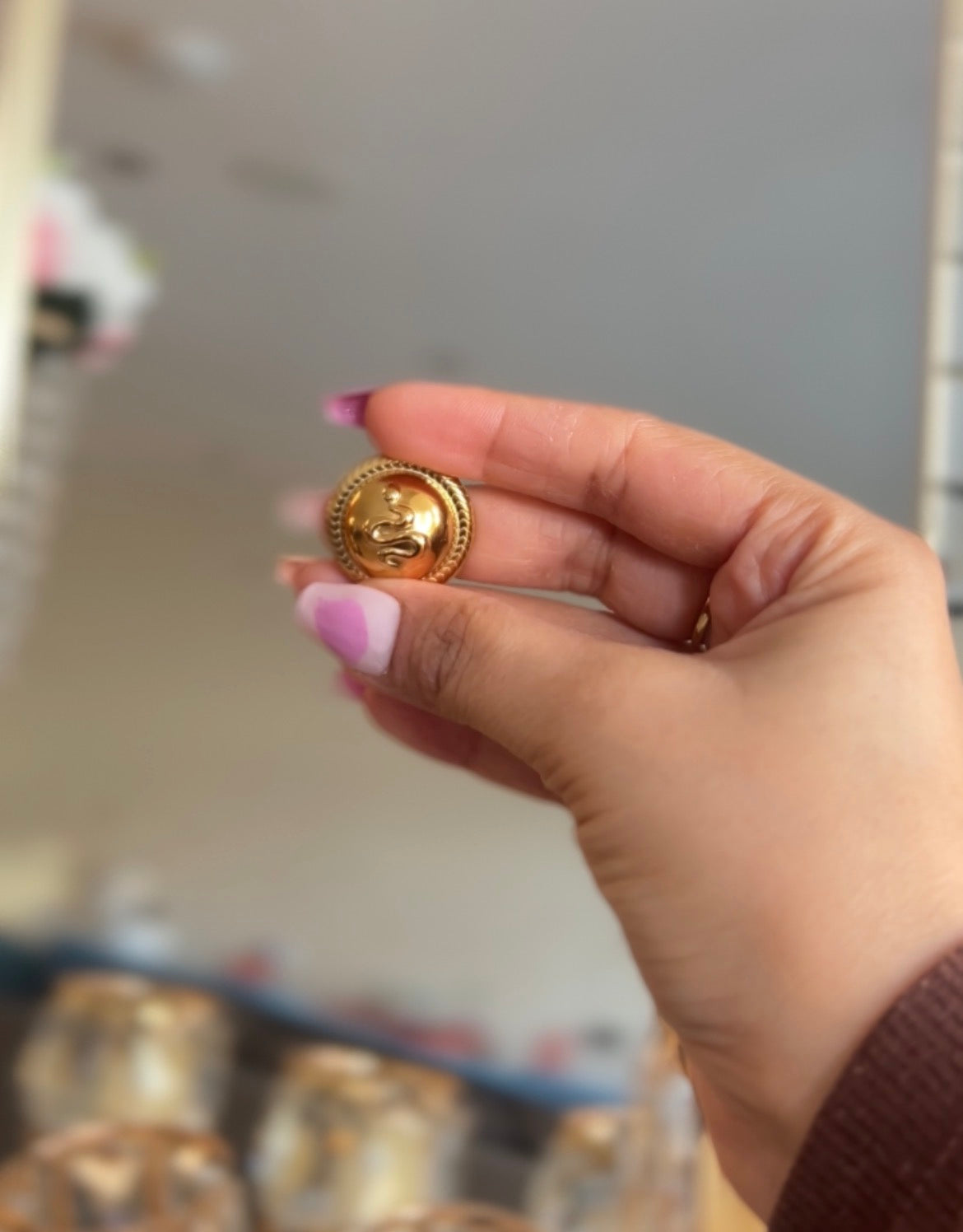 Vintage Serpent Coin Stud Earring