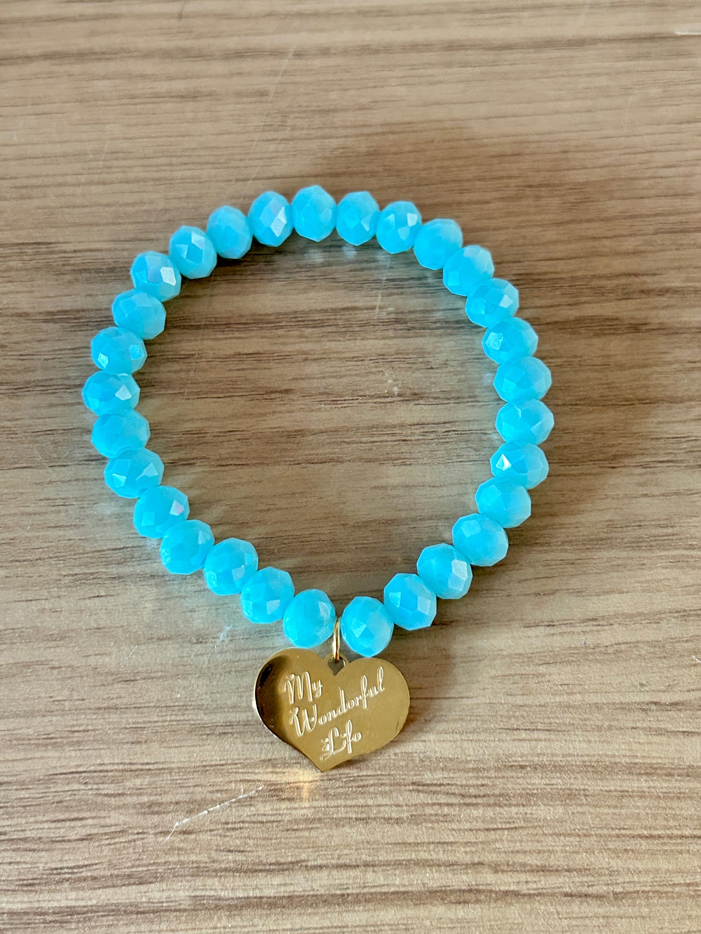 8mm Glass Beads Charm Bracelet