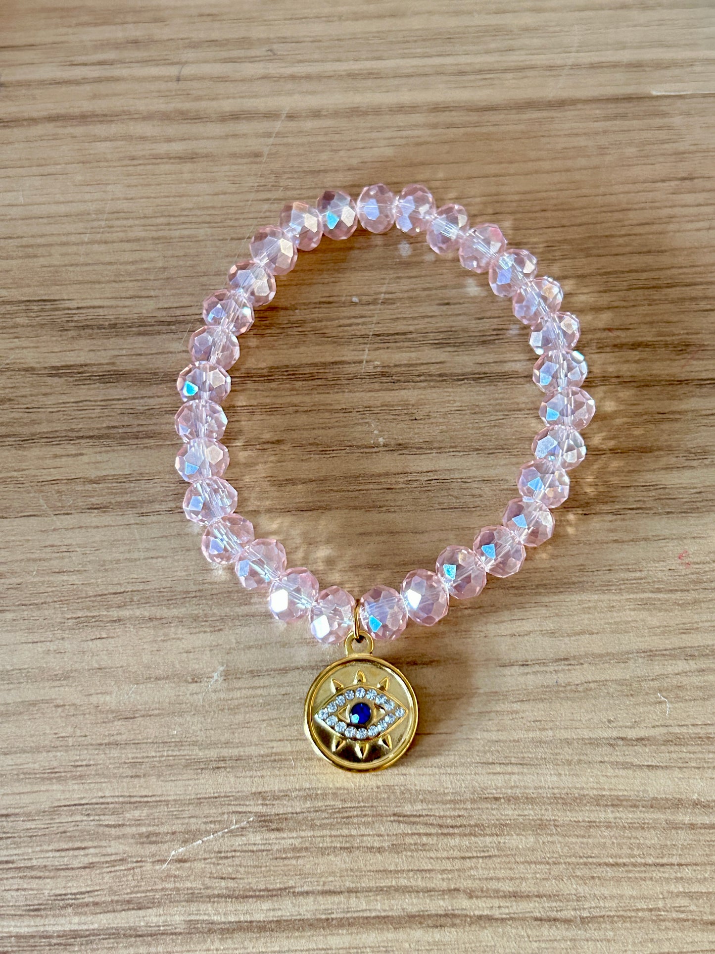 8mm Glass Beads Charm Bracelet
