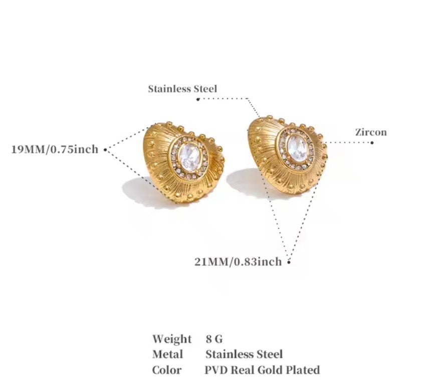 Solara Heartburst Stud Earrings – 18K PVD Gold Plated