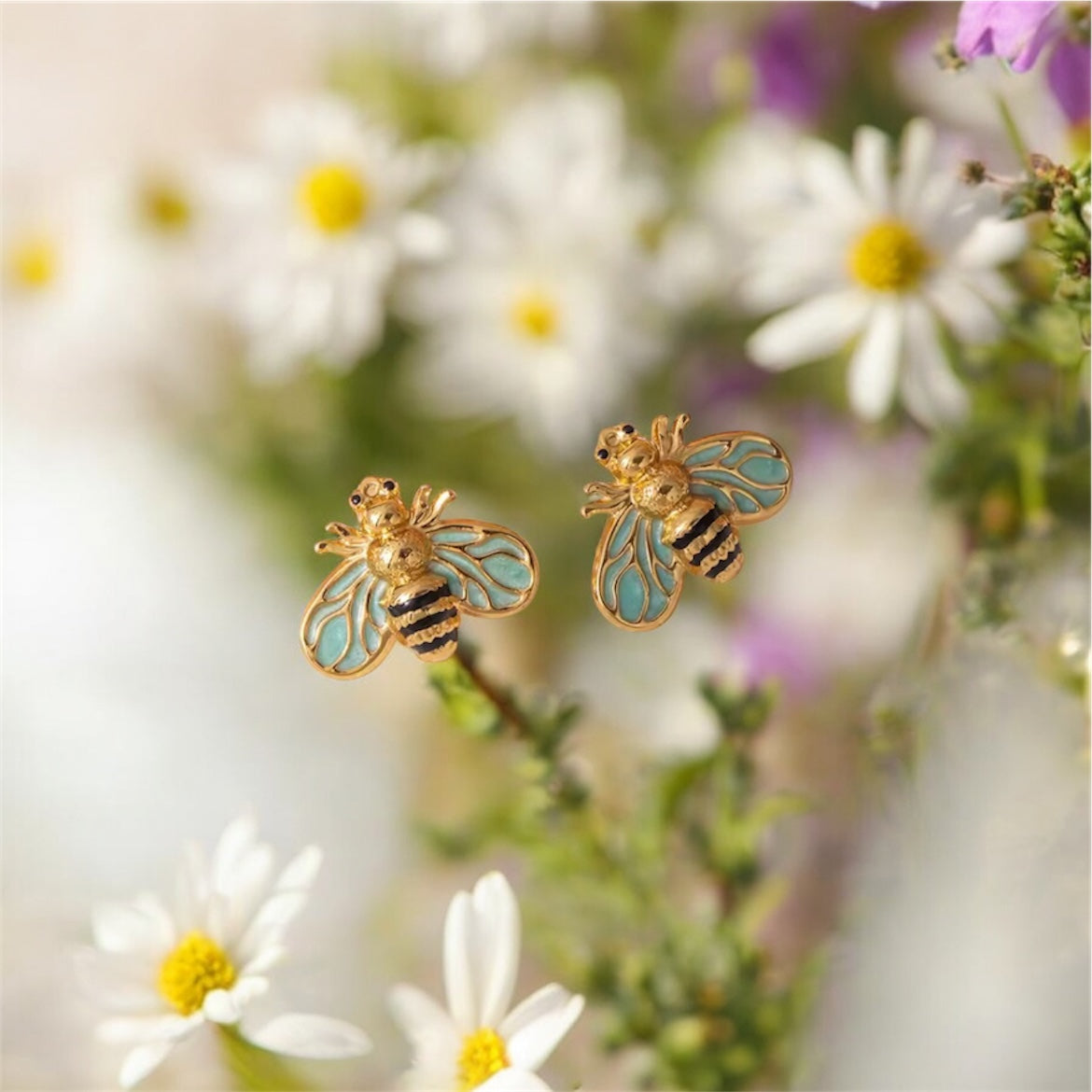 Enamel Bee Stud Earrings