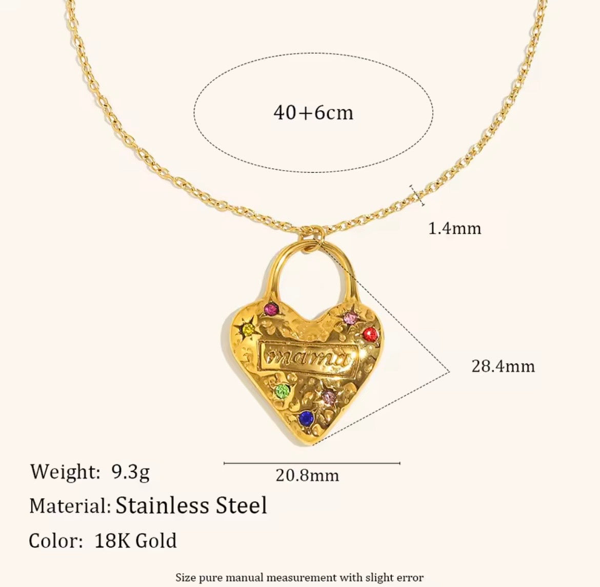 Amour Heart Lock Necklace – 18K PVD Gold Plated Stainless Steel