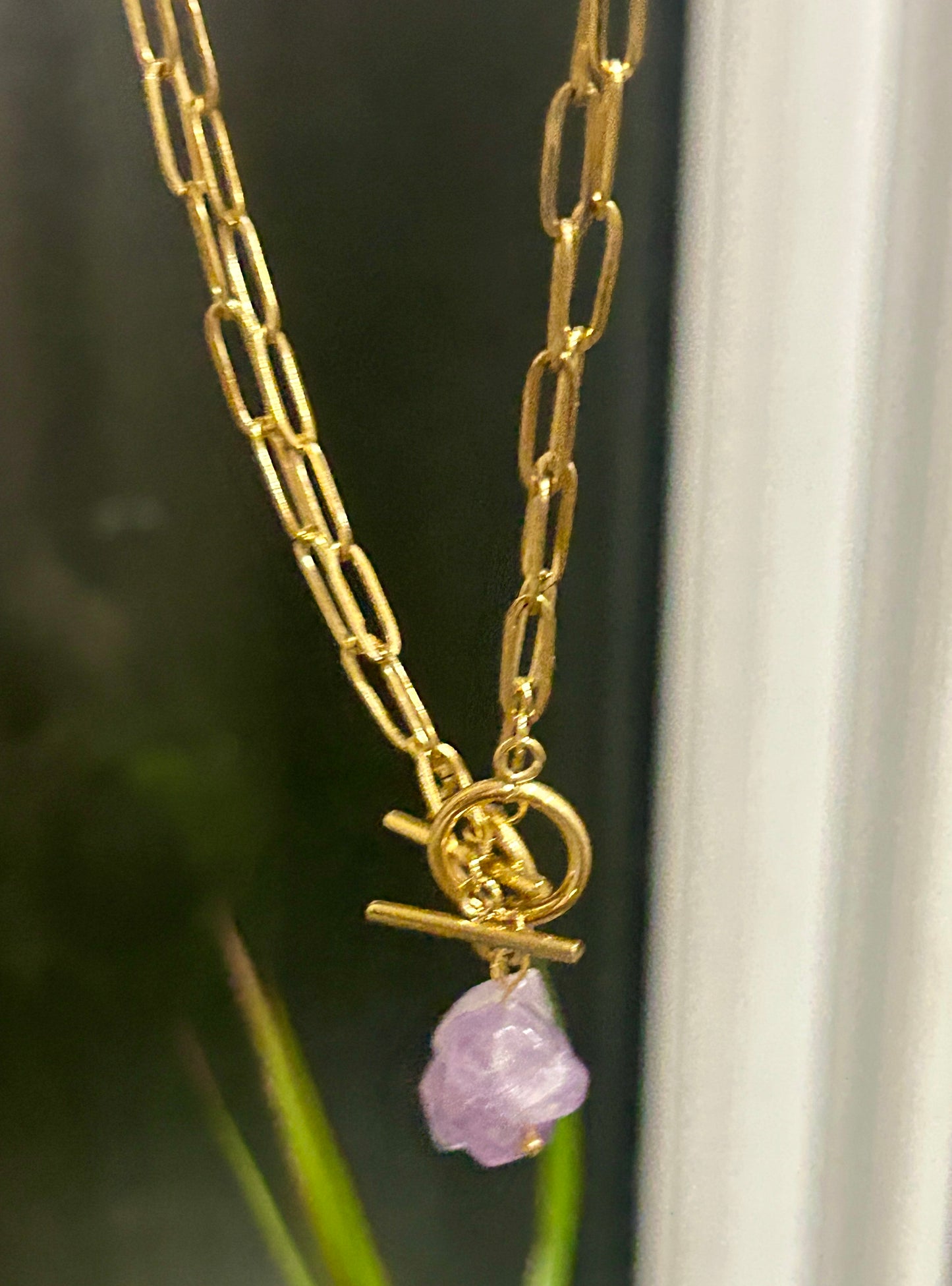 Raw Amethyst Toggle Chain Necklace