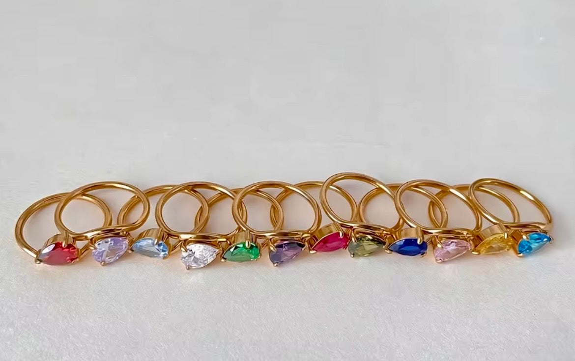 Oval Zircon Birthstone Ring – Size US 8 UK Size P½ to Q