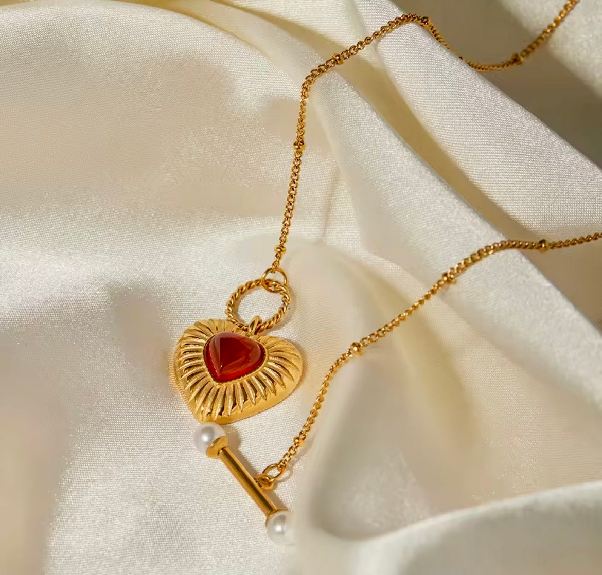 Scarlet Heart Toggle Necklace