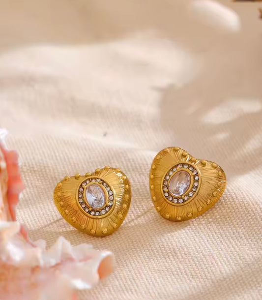 Solara Heartburst Stud Earrings – 18K PVD Gold Plated