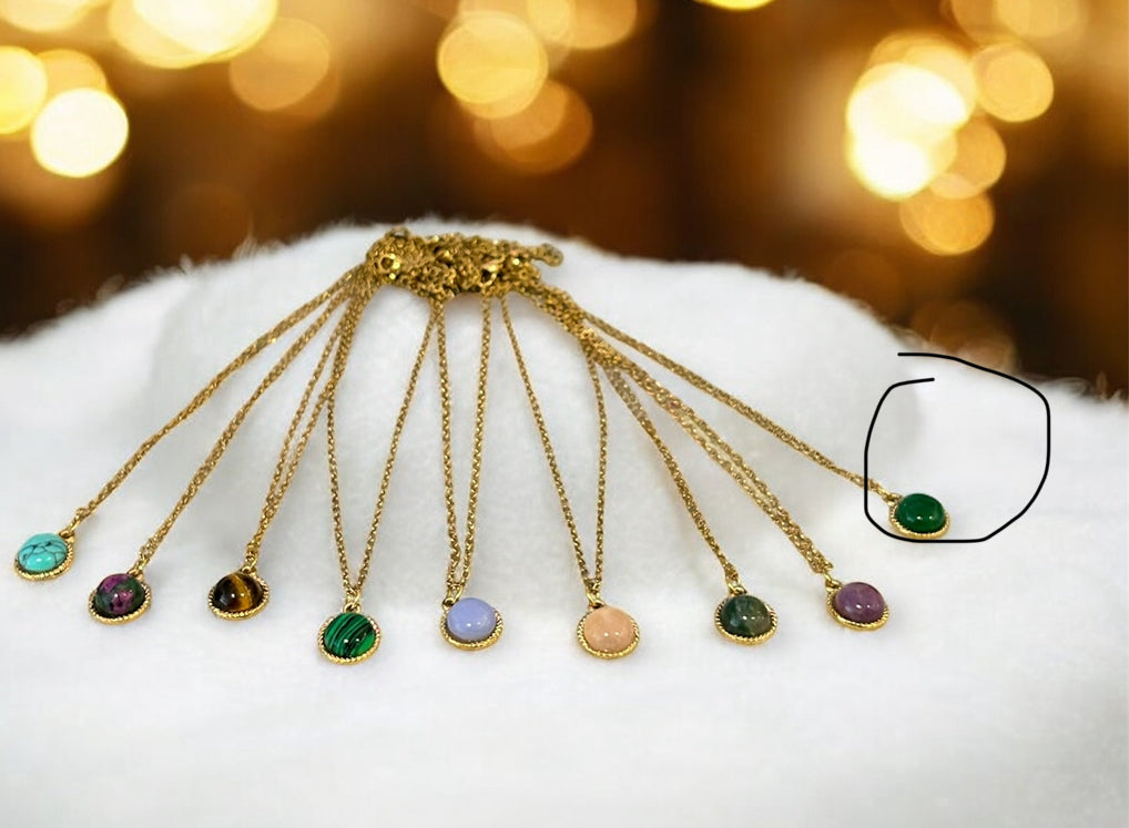 Mystic Earth Collection – Natural Stone Jewellery Set (Malachite, Amethyst, Tiger Eye, Turquoise, Green Jade, Rose Quartz, Blue Lace Agate,Plant Agate, Unakite)