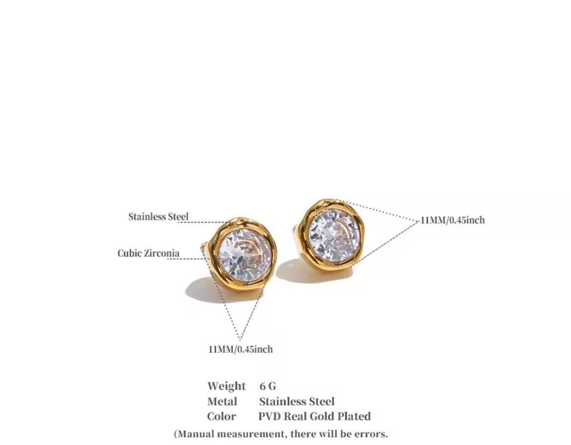 Golden CZ Stud Earrings
