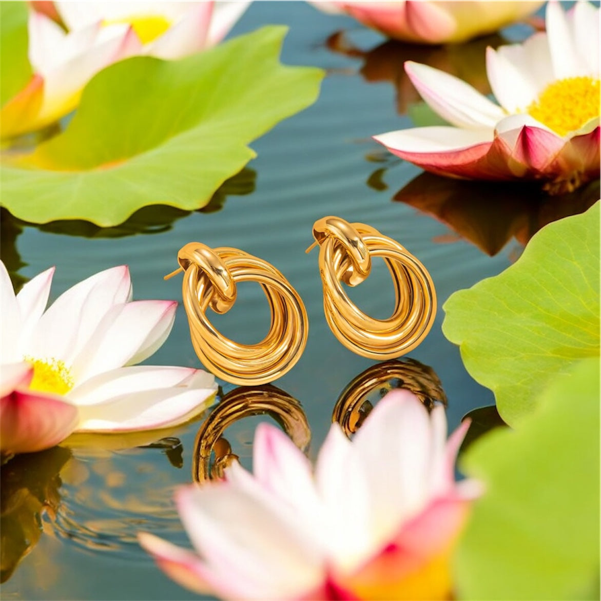 Gold Layered Loop Stud Earrings
