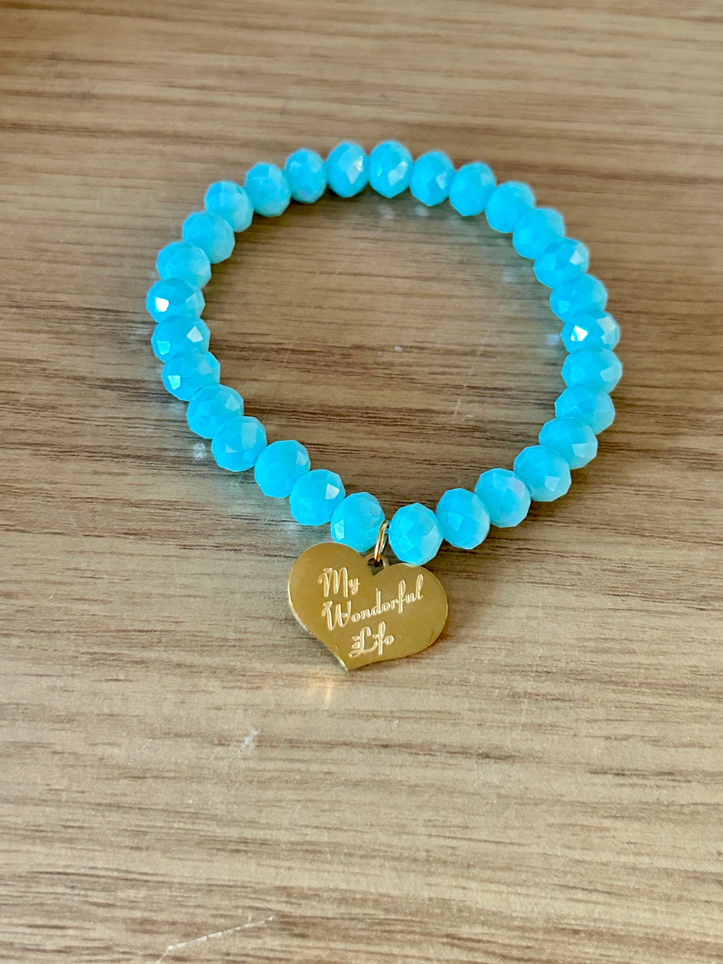 8mm Glass Beads Charm Bracelet