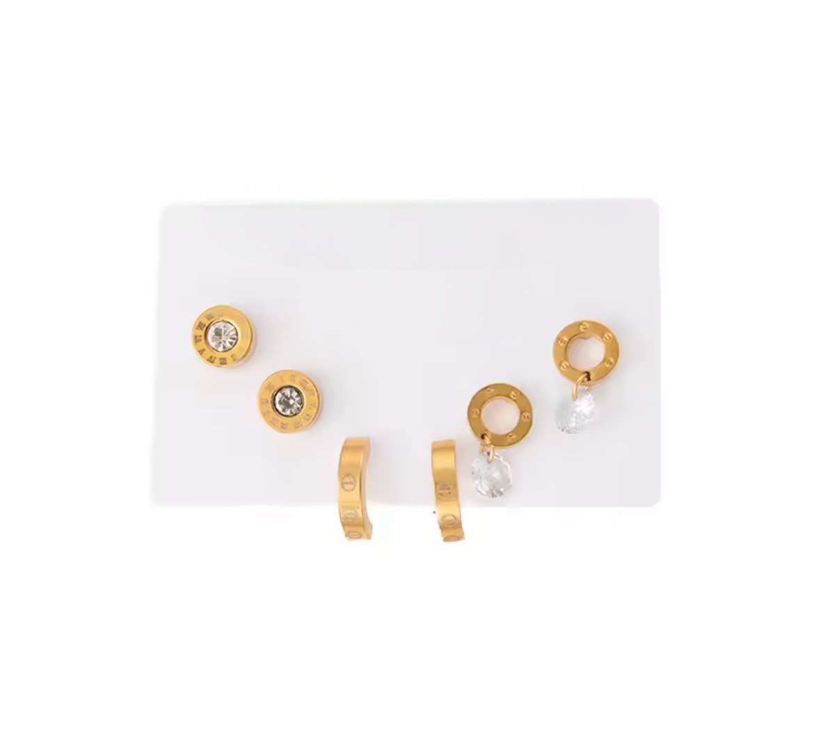 Roman Style Stainless Steel Earring Set