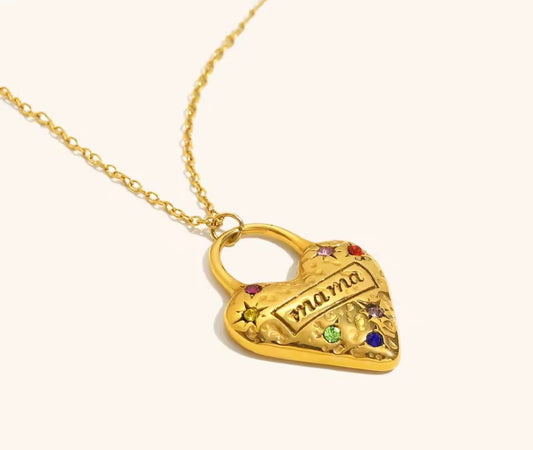 Amour Heart Lock Necklace – 18K PVD Gold Plated Stainless Steel
