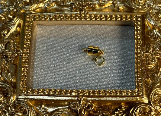 Gold color stainless steel magnetic clasp converter for easy jewelry assembly.