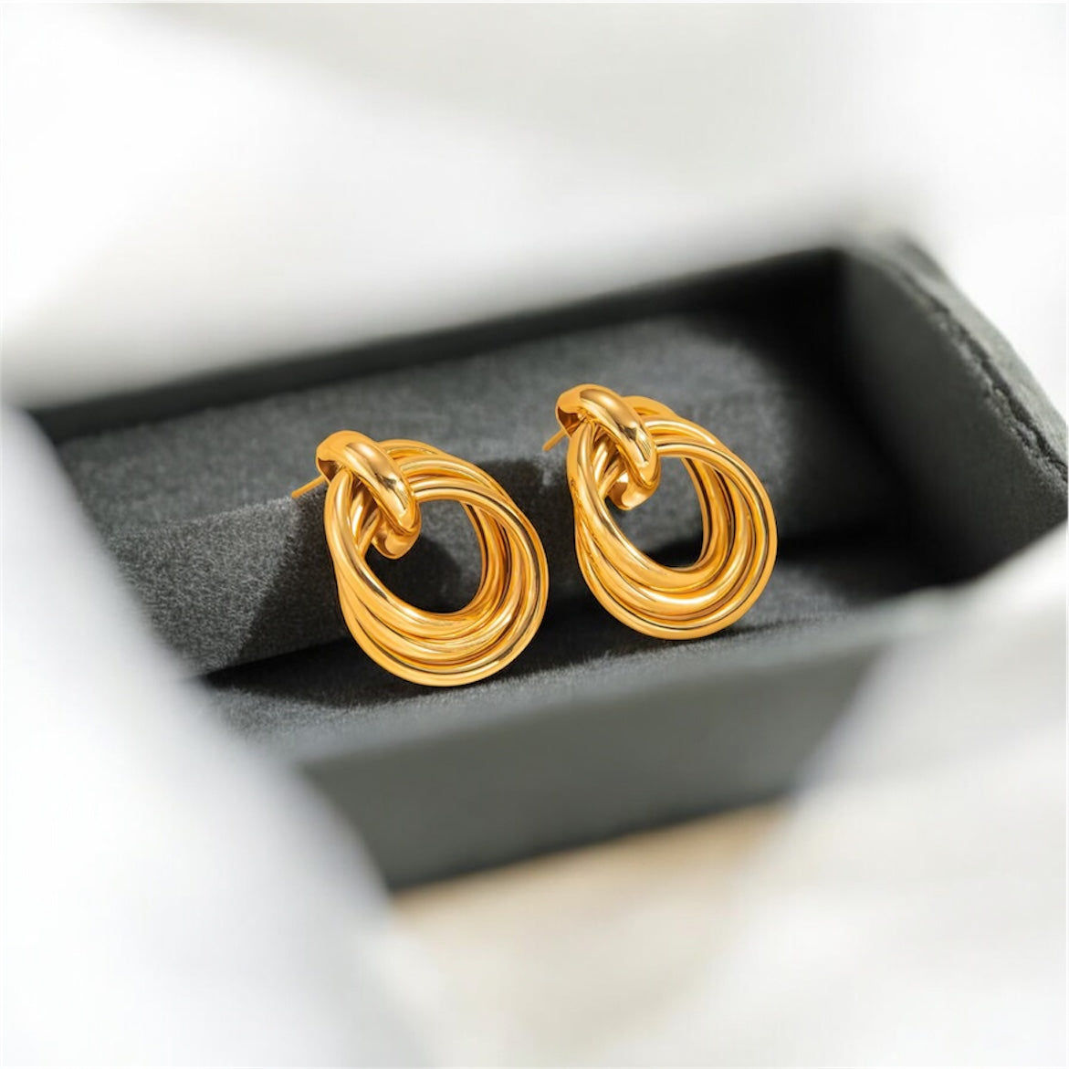 Gold Layered Loop Stud Earrings