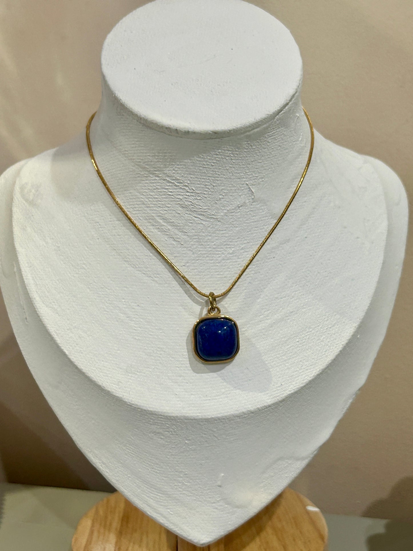 Natural Stone Square Pendant Necklace