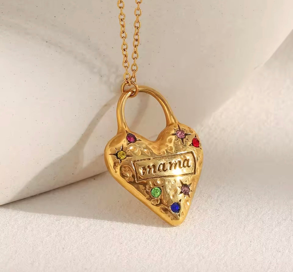 Amour Heart Lock Necklace – 18K PVD Gold Plated Stainless Steel