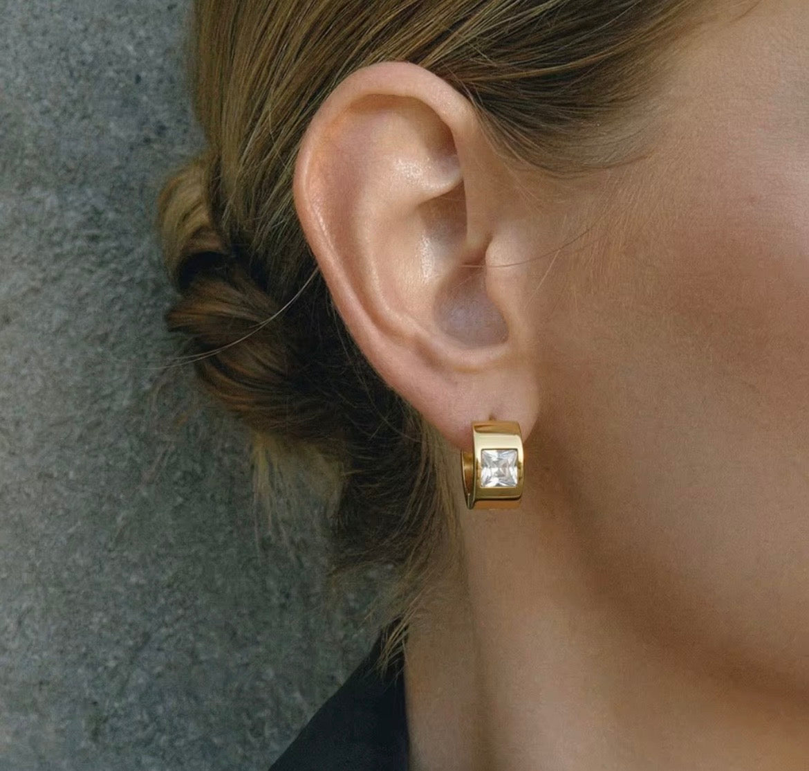 Luna Prism Hoop Earrings – 18K Gold Plated