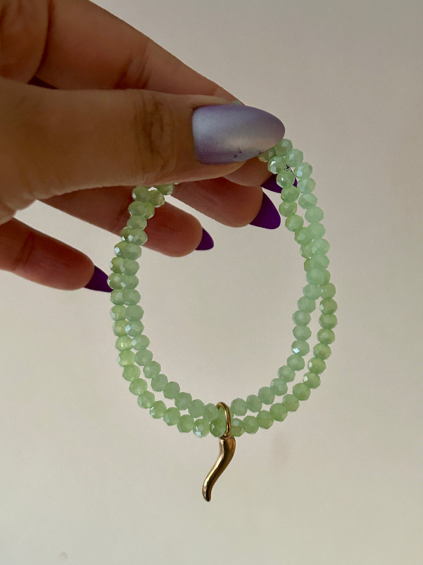 Double Layer Glass Beads Charm Bracelet
