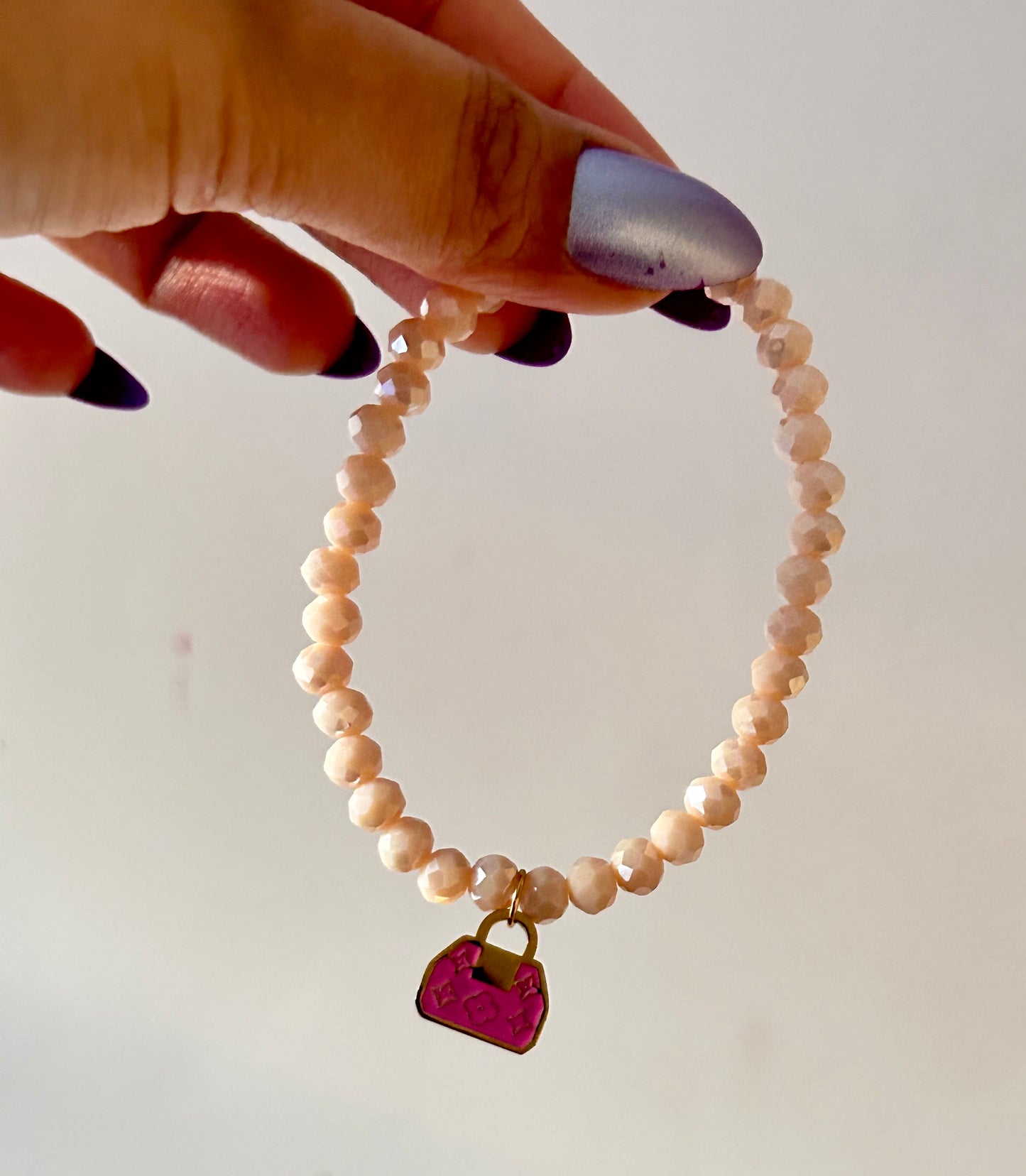 6mm Glass Beads Charm Bracelet