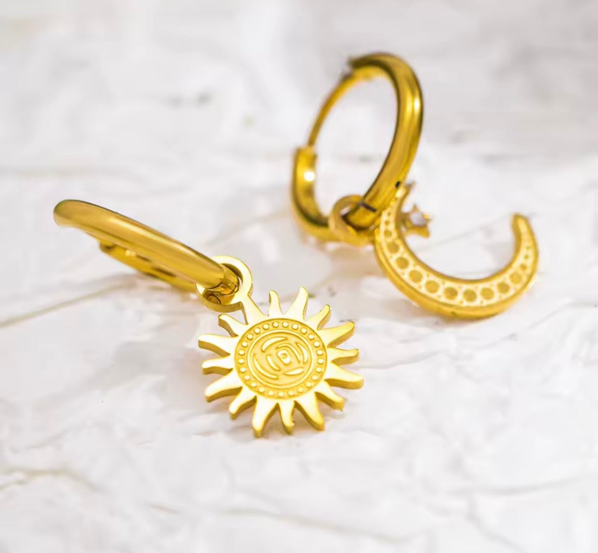 Day & Night Charm Hoops
