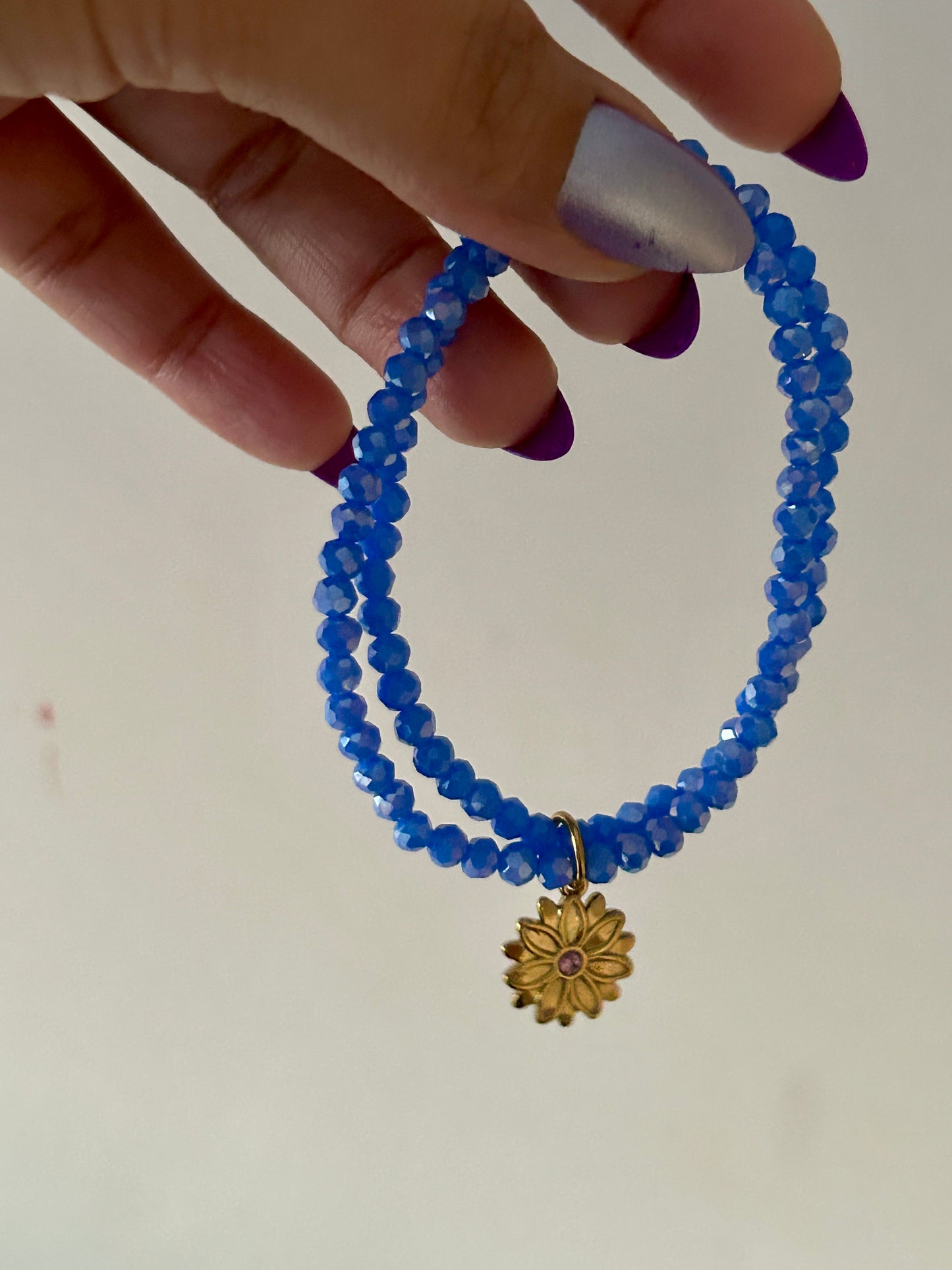 Double Layer Glass Beads Charm Bracelet