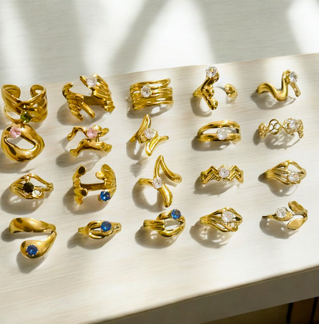 Gold Flow Adjustable Ring Collection