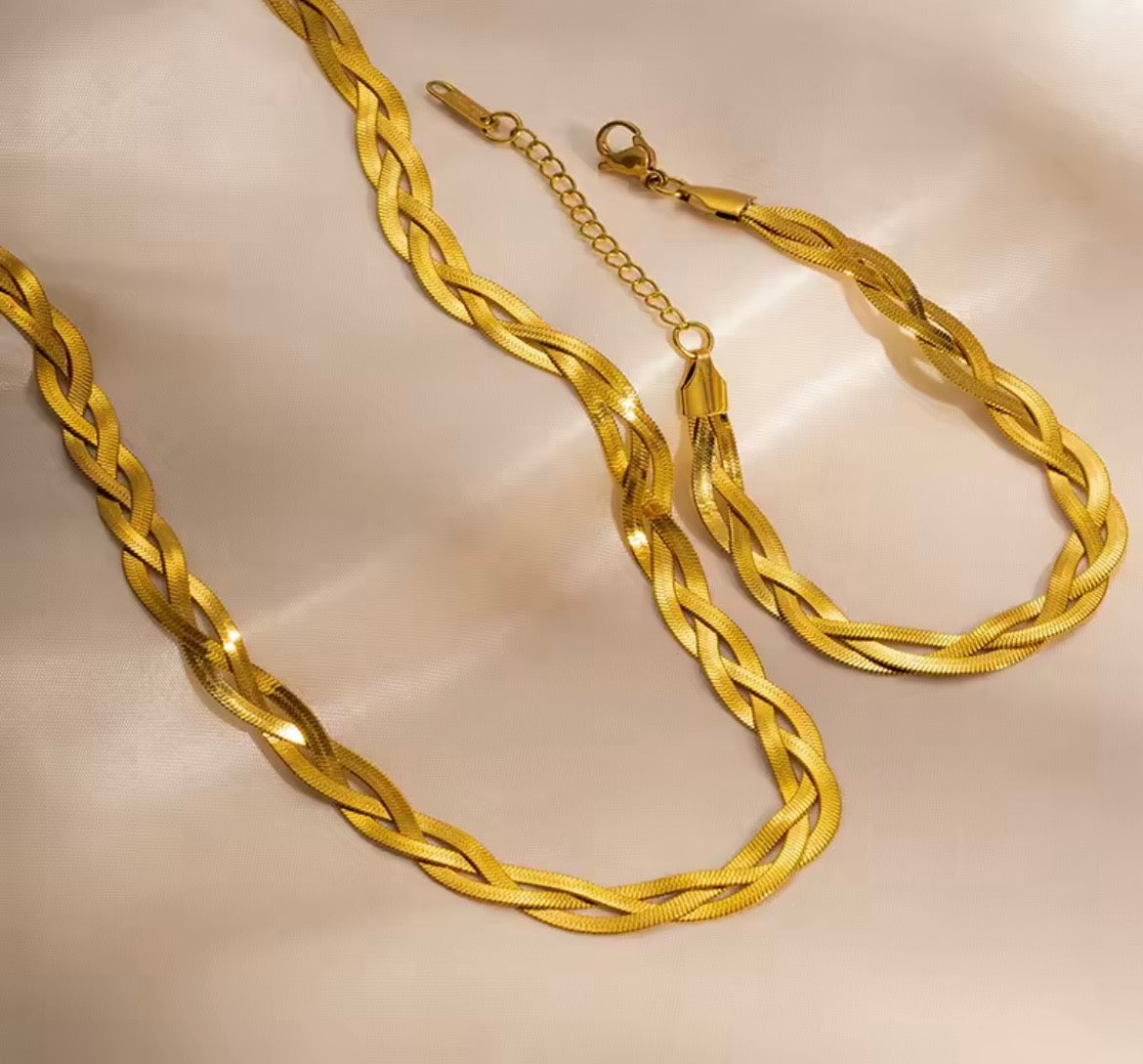 Triple Layer Snake Wave Necklace & Bracelet